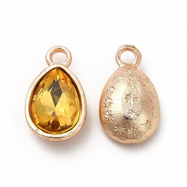 

PandaHall Faceted Glass Rhinestone Pendants, with Golden Tone Zinc Alloy Findings, Teardrop Charms, Goldenrod, 15x9x5mm, Hole: 2mm..., Gold