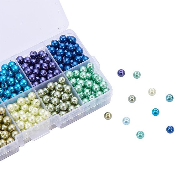 

PandaHall 10 Color Eco-Friendly Pearlized Round Glass Pearl Beads, Dyed, Mixed Color, 6mm, Hole: 1.2~1.5mm, about 60pcs/compartment..., Multicolor