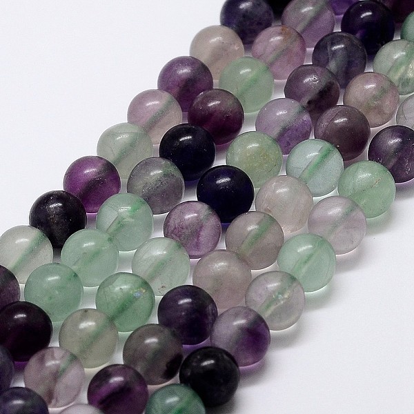 

PandaHall Natural Rainbow Fluorite Bead Strands, Round, 8mm, Hole: 1mm, about 48pcs/strand, 15 inch Fluorite Round