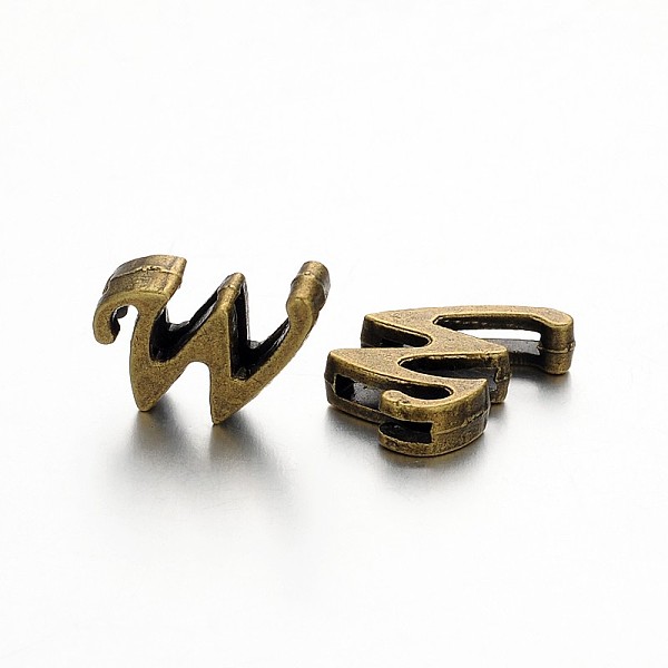 

PandaHall Tibetan Style Antique Bronze Plated Alloy Letter Slide Charms, Nickel Free, Letter.W, 10~12x8~13x4mm, Hole: 2x8mm Alloy Letter W