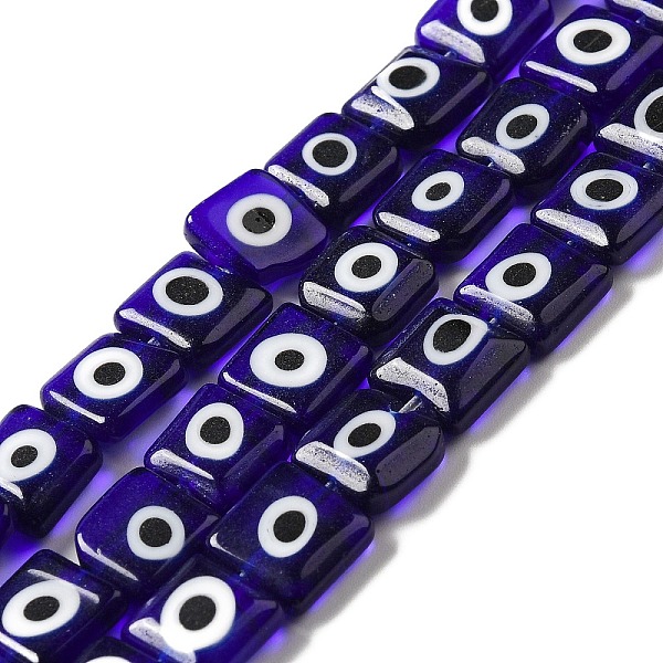 

PandaHall Handmade Evil Eye Lampwork Beads Strands, Square, Midnight Blue, 9.5~10x9.5~10x3.5~4mm, Hole: 1mm, about 38pcs/strand, 14.09 inch...