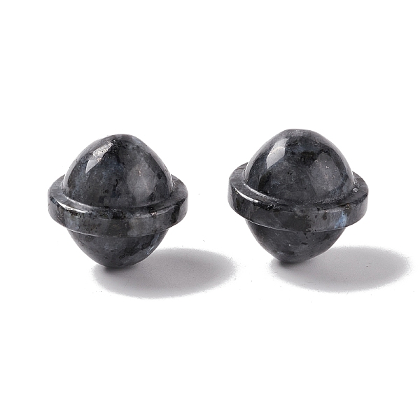 PandaHall Natural Larvikite Beads, No Hole, Saturn Shape, 19x20mm Larvikite Planet