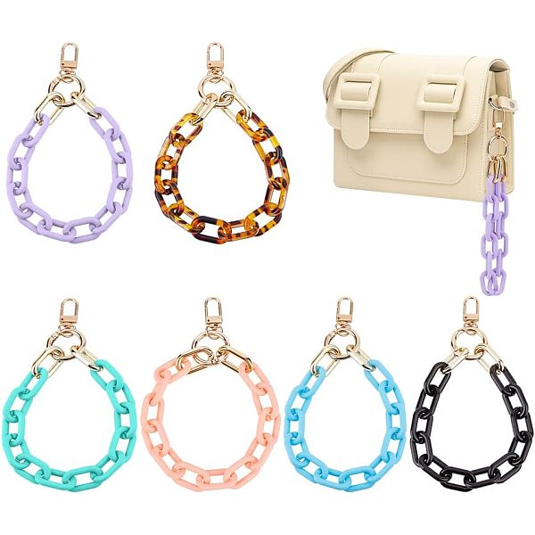 6Pcs 6 Colors Opaque Acrylic Cable Chain Wristlet Straps