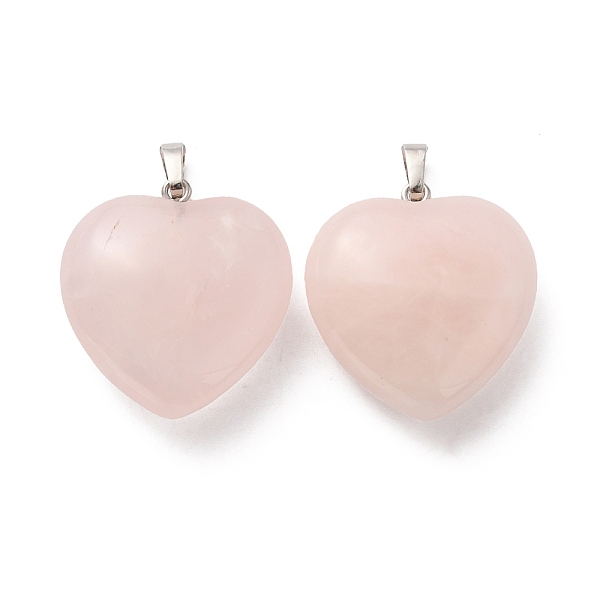 

PandaHall Natural Rose Quartz Pendants, Heart Charms, with Rack Plating Platinum Tone Brass Snap on Bails, 32~33x30~31x12~13mm, Hole: 5x8mm...