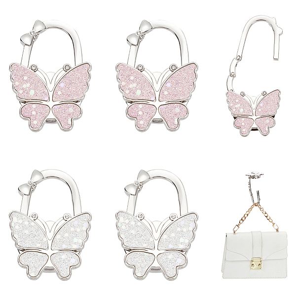 

PandaHall WADORN 2pcs 2 style Butterfly Theme Zinc Alloy Purse Hangers, Bag Hooks, with Enamel and Rhinestone, Mixed Color..., Multicolor