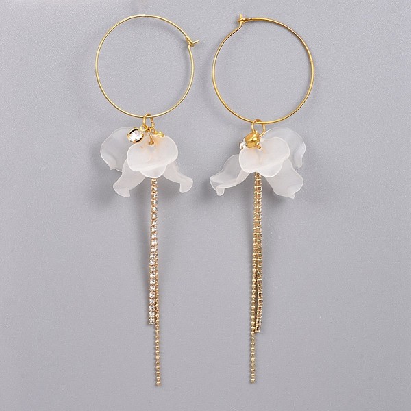

PandaHall Brass Wine Glass Charm Rings Hoop Earrings, with Transparent Acrylic Pendants and Brass Rhinestone Cup Chain, White, 110x30x10mm...