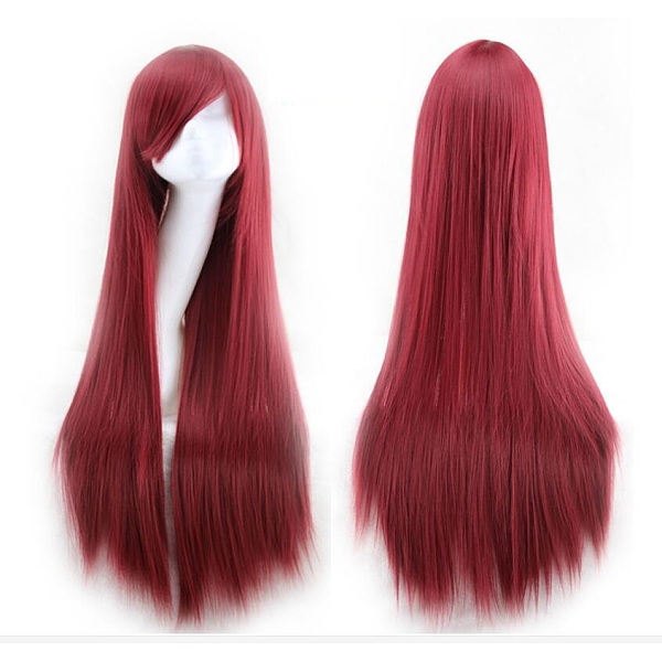 PandaHall 31.5 inch(80cm) Long Straight Cosplay Party Wigs, Synthetic Heat Resistant Anime Costume Wigs, with Bang, Burgundy, 31.5 inch...