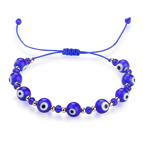 Glass Evil Eye Braided Bead Bracelet