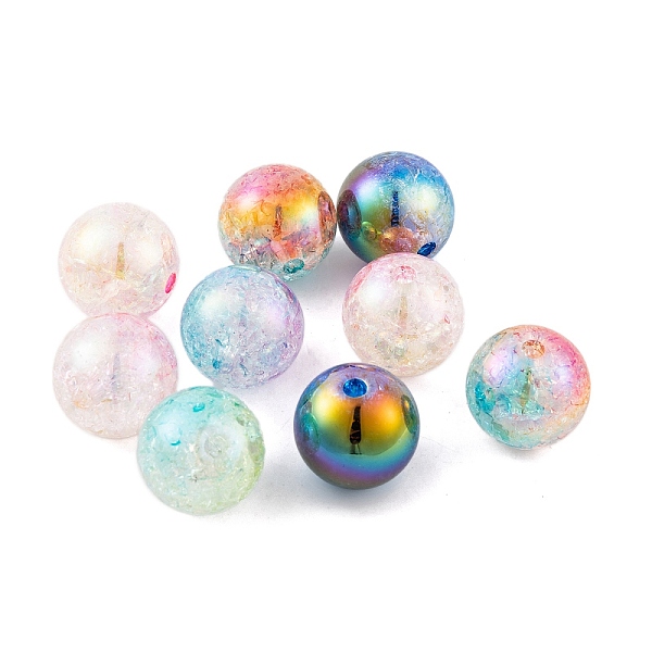 

PandaHall UV Plating Rainbow Iridescent Two Tone Acrylic Beads, Crackle Style, Round, Mixed Color, 15.5mm, Hole: 2.7mm Acrylic Round..., Multicolor