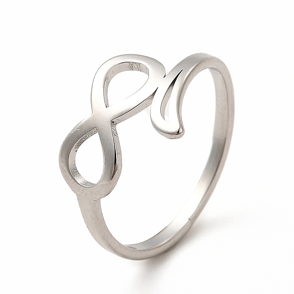 

PandaHall 304 Stainless Steel Hollow Out Infinity Finger Ring for Women, Stainless Steel Color, Inner Diameter: 17mm 304 Stainless Steel