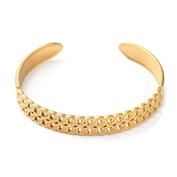 

PandaHall 304 Stainless Steel Curb Chains Shape Cuff Bangles, Golden, Inner Diameter: 2-1/4 inch(5.8cm) 304 Stainless Steel