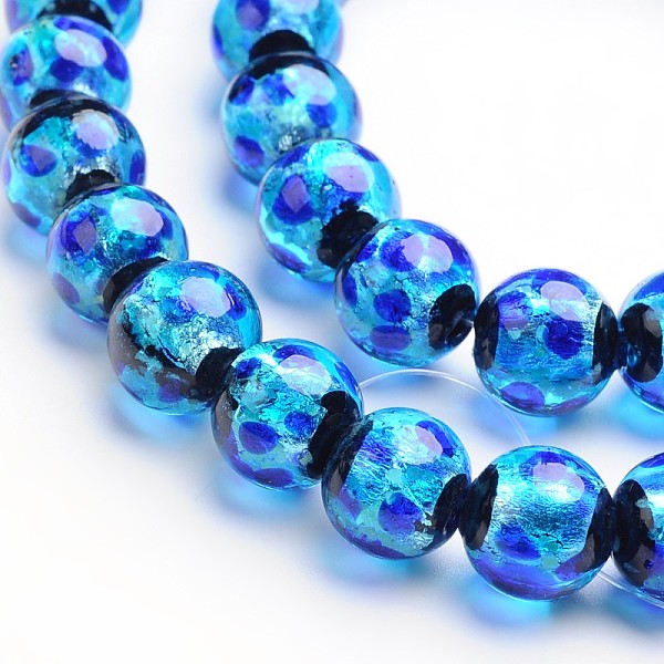 

PandaHall Glow in the Dark Luminous Style Handmade Silver Foil Glass Round Beads, Blue, 12mm, Hole: 2mm Silver Foil Round Blue