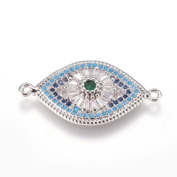 

PandaHall Brass Micro Pave Cubic Zirconia Links, Lead Free & Cadmium Free, Eye, Colorful, Mixed Color, 14.5x27.5x3.5mm, Hole: 1.2mm..., Multicolor