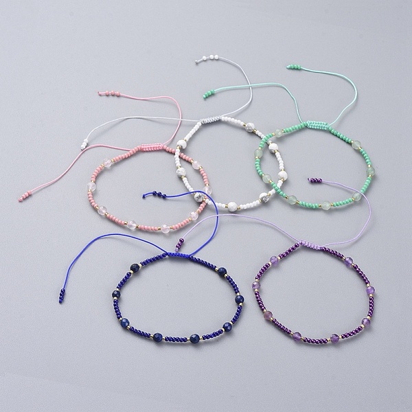 

PandaHall Adjustable Braided Bead Bracelets, with Nylon Thread, Glass Seed Beads, Natural Mixed Gemstone Beads, 2 inch~3-3/4 inch(5~9.7cm)...