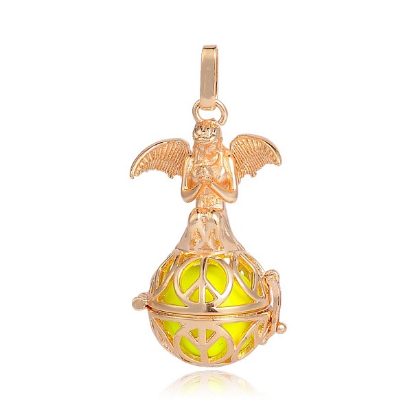 

PandaHall Golden Plated Brass Hollow Round Cage Pendants, with No Hole Spray Painted Brass Beads, Yellow, 45x25x24mm, Hole: 3x8mm Brass...