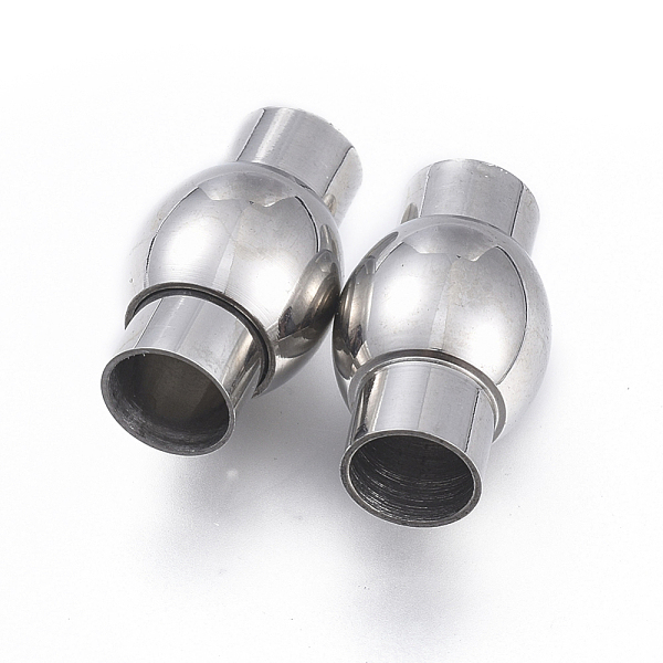 

PandaHall 304 Stainless Steel Magnetic Clasps with Glue-in Ends, Column, Stainless Steel Color, 18.5~19x10.5x10.5mm, Hole: 6mm Stainless...