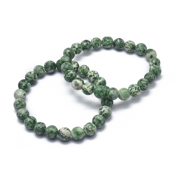 Natürliche Grüne Fleck Jaspis Perlen Stretch Armbänder