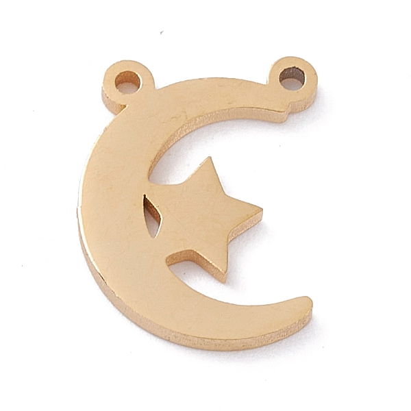 

PandaHall Vacuum Plating 304 Stainless Steel Pendants, Moon with Star, Golden, 13x10x1mm, Hole: 1mm 304 Stainless Steel Moon