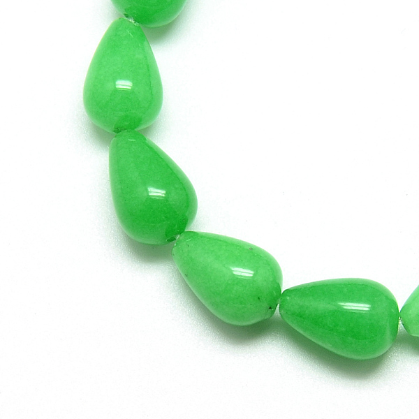 

PandaHall Natural White Jade Beads Strands, Dyed, teardrop, Spring Green, 14~15x10mm, Hole: 1.5mm, about 28pcs/strand, 15.75 inch White Jade...