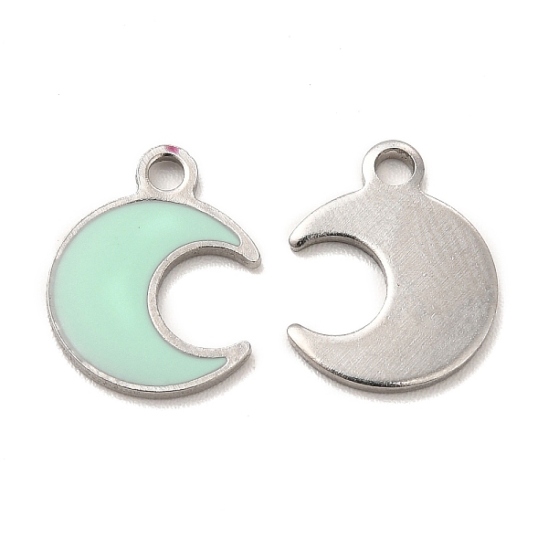 

PandaHall 304 Stainless Steel Enamel Pendants, Moon Charm, Stainless Steel Color, 12.5x10x1mm, Hole: 1.6mm Stainless Steel+Enamel Moon