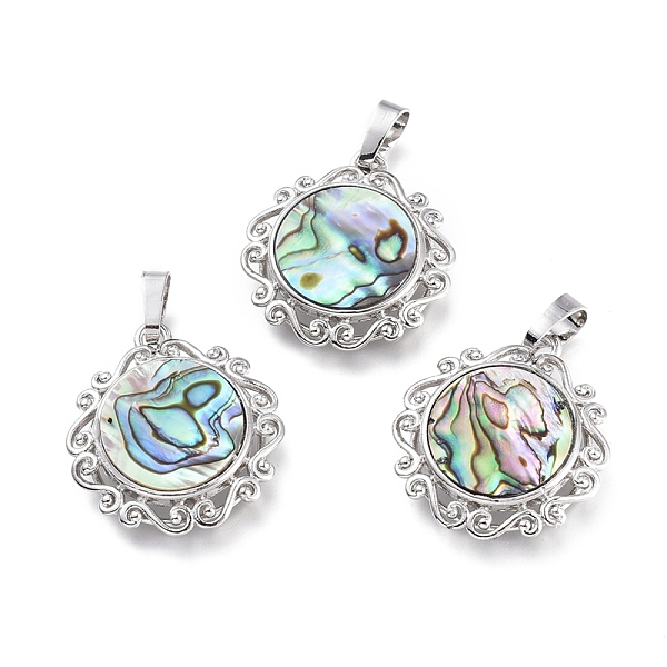 

PandaHall Natural Abalone Shell/Paua Shell Pendants, with Brass Findings, Flower, Mixed Color, 27x24.5x5.5mm, Hole: 5x8mm Paua Shell Flower