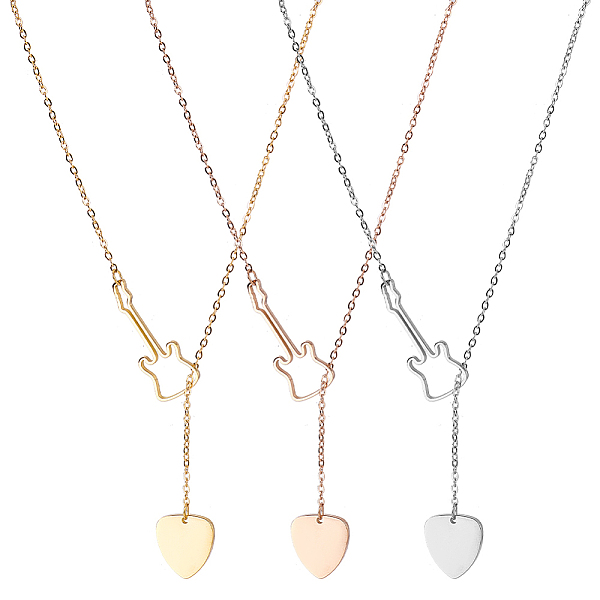 

PandaHall ANATTASOUL 3Pcs 3 Colors Titanium Steel Lariat Necklaces Set, Guitar & Heart Pendant Adjustable Necklaces, Mixed Color, 27.56 inch...
