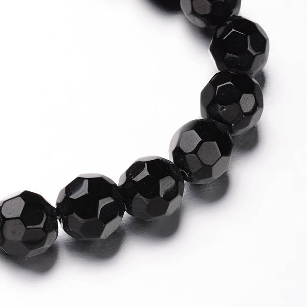 

PandaHall Faceted(32 Facets) Round Glass Bead Strands, Black, 6mm, Hole: 1mm, about 50pcs/strand, 10.6 inch Glass Round Black