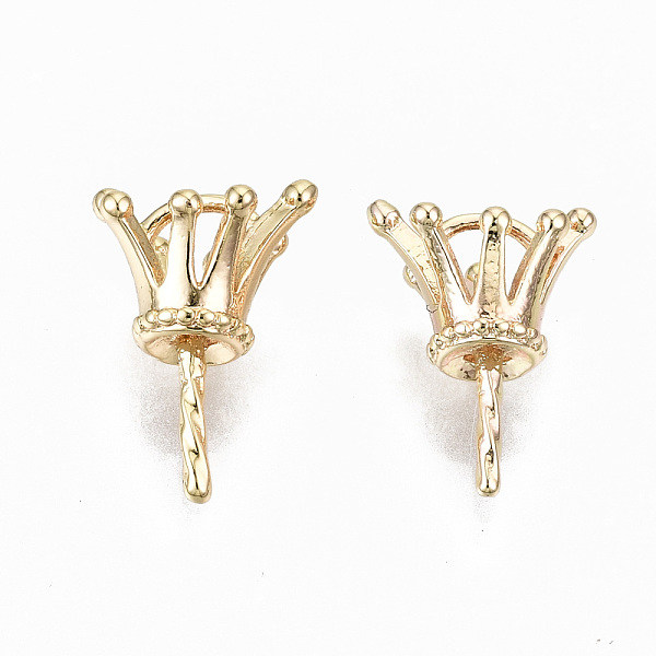 

PandaHall Brass Peg Bails Beads, for Half Drilled Beads, Nickel Free, Crown, Real 18K Gold Plated, 12x9x7mm, Hole: 3mm, Pin: 0.9mm...
