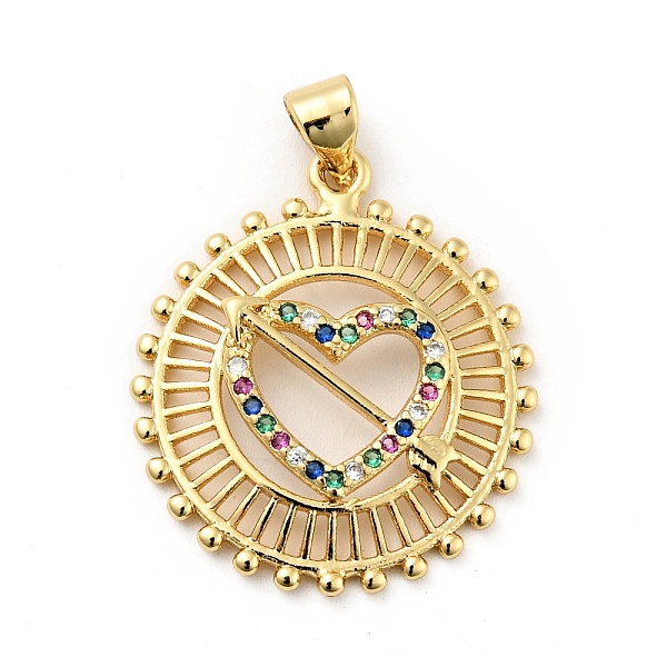 

PandaHall Rack Plating Brass Micro Pave Colorful Cubic Zirconia Pendants, Long-Lasting Plated, Lead Free & Cadmium Free, Flat Round with...
