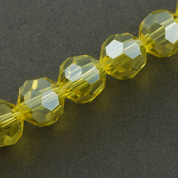 

PandaHall Electroplate Glass Bead Strands, Pearl Luster Plated, Faceted, Round, Yellow, 8x7mm Glass Round Yellow