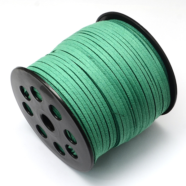 

PandaHall Faux Suede Cord, Faux Suede Lace, Medium Sea Green, 2.7x1.4mm, about 98.42 yards(90m)/roll Faux Suede Green