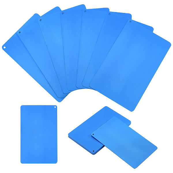 

PandaHall 10 Pcs 0.8mm Thick Metal Business Card with Hole, 8.5x5.3cm Aluminum Blanks Name Card Laser Engraved Business Card Metal..., Blue