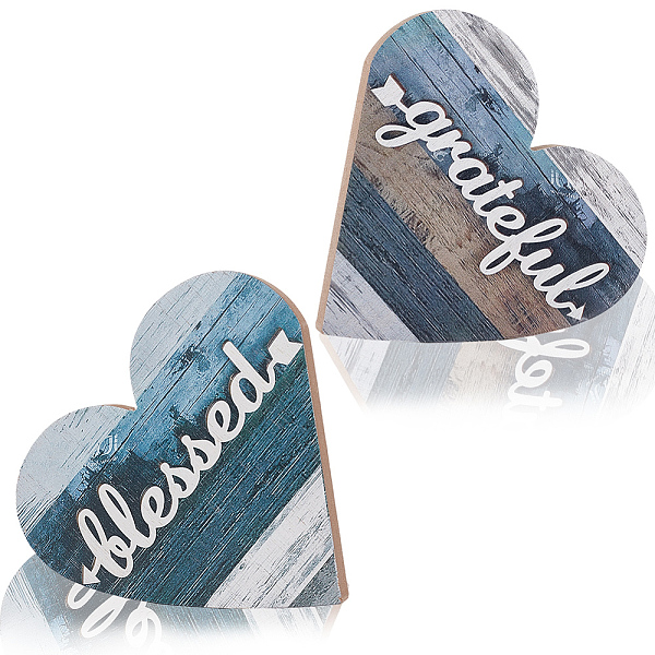 2 pieza de centro de mesa de madera con tablero de densidad en forma de corazón
