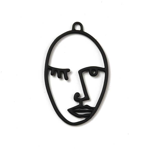 

PandaHall Baking Paint Alloy Pendants, Hollow, Human Face, Black, 32~45x16~37x1~3mm, Hole: 1.2~2.5mm, 12pcs/bag Alloy Mixed Shapes Black