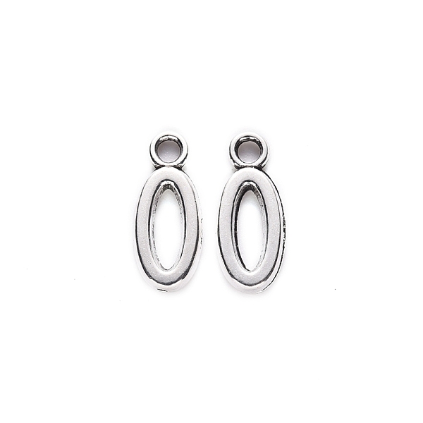 PandaHall Tibetan Style Alloy Pendants, Cadmium Free & Lead Free, Letter O, O: 17x7x2mm, Hole: 2mm, about 1385pcs/1000g Alloy Letter O