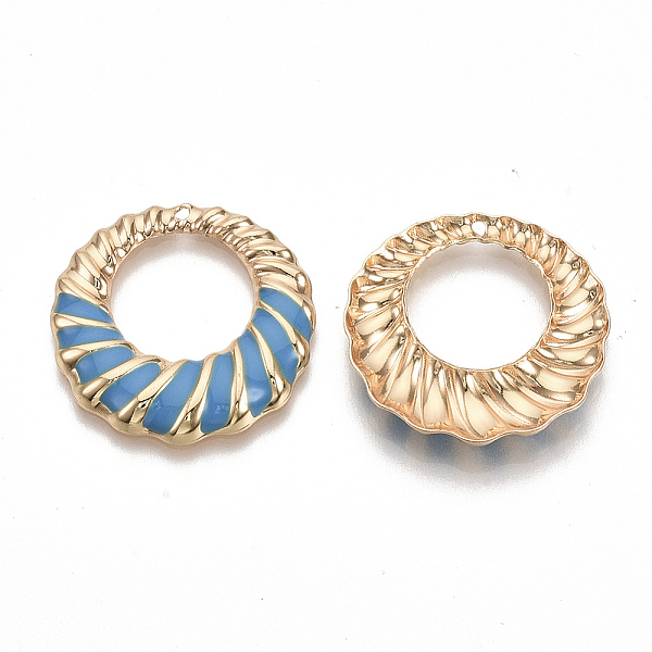 

PandaHall Eco-Friendly Iron Enamel Pendants, Cadmium Free & Lead Free, Ring/Circle, Light Gold, Steel Blue, 28x3mm, Hole: 1.4mm Iron+Enamel...