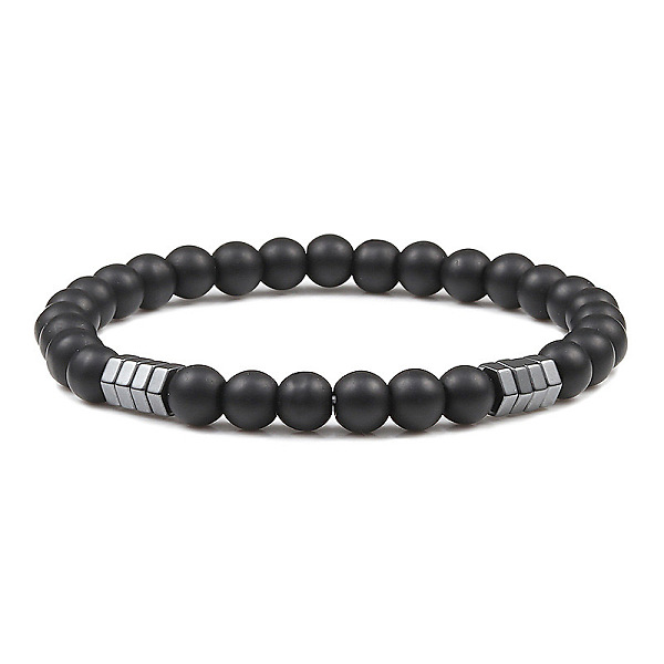 6mm Frosted Natural Black Obsidian Round Beaded Stretch Bracelets