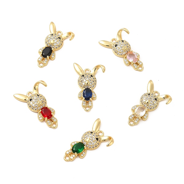

PandaHall Rack Plating Brass Micro Pave Clear Cubic Zirconia Connector Charms, Rabbit Links, with Faceted Glass, Cadmium Free & Lead Free..., Multicolor
