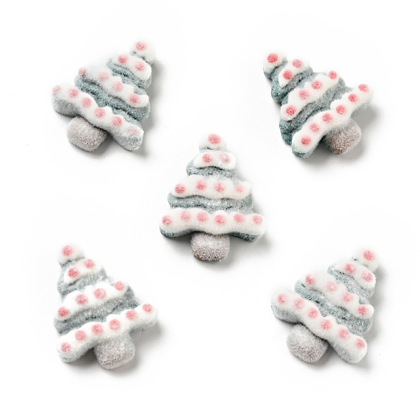 

PandaHall Opaque Resin Cabochons, Flocky Christmas Tree, Teal, 23x18.5x7.5mm Resin Tree Cyan