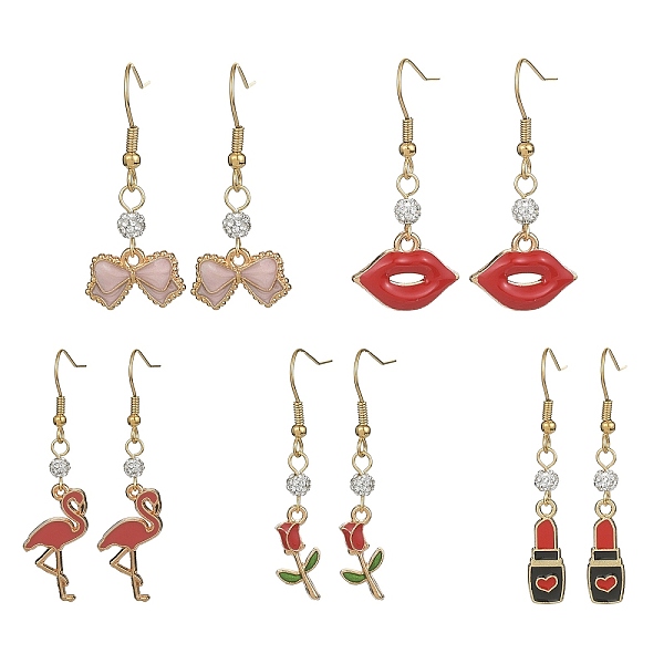 

PandaHall Alloy Enamel & Polymer Clay Rhinestone Beaded Dangle Earrings, Valentine's Day Theme Drop Earrings with 304 Stainless Steel Pins...