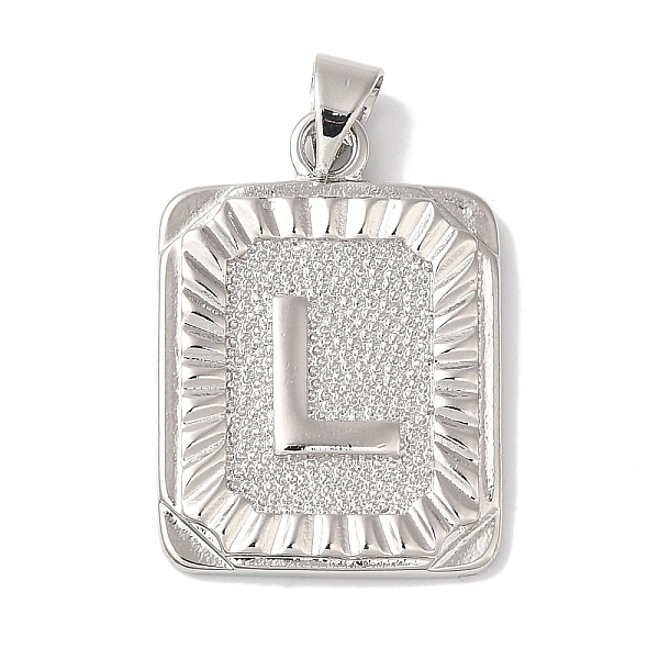 

PandaHall Rack Plating Brass Pendants, Long-Lasting Plated, Lead Free & Cadmium Free, Square with Letter Charms, Letter L, 24x17x2.5mm, Hole...