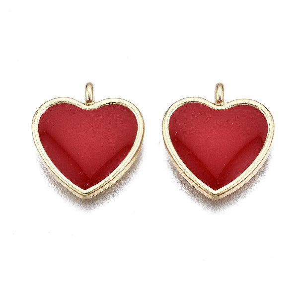 

PandaHall Alloy Pendants, with Enamel, Cadmium Free & Lead Free, Light Gold, Heart, Red, 17.5x16x3.5mm, Hole: 1.8mm Alloy+Enamel Heart Red