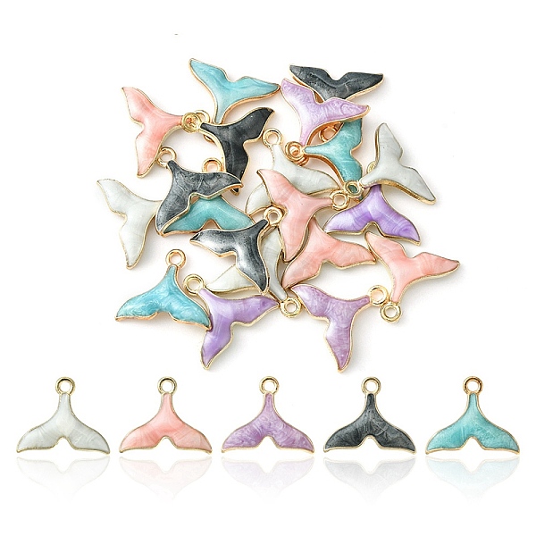 

PandaHall 20Pcs 5 Colors Alloy Enamel Pendants, Whale Tail Shape, Light Gold, Mixed Color, 15x17.5x3mm, Hole: 1.6mm, 4pcs/color Alloy+Enamel..., Multicolor