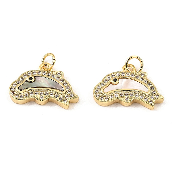 

PandaHall Brass Cubic Zirconia with Shell Pendants, Long-Lasting Plated, Lead Free & Cadmium Free, Dolphin, Real 18K Gold Plated..., Clear