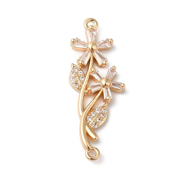 

PandaHall Brass Micro Pave Clear Cubic Zirconia Pendants, with Glass, Flower, Golden, 31x12x3mm, Hole: 1mm Brass+Cubic Zirconia Flower Clear