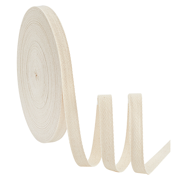 

PandaHall 54.68 Yards(50m)/Roll Cotton Tape Ribbons, 15mm Wide Antique White Herringbone Cotton Webbings Flat Cotton Herringbone Cords for..., Gold