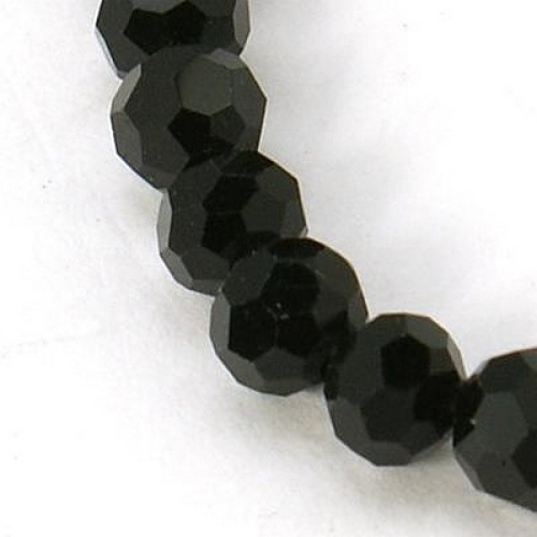 

PandaHall Faceted Glass Round Beads Strands, Black, about 4mm in diameter, about 100pcs/strand, hole: about 0.5mm, 14 inch Glass Round Black