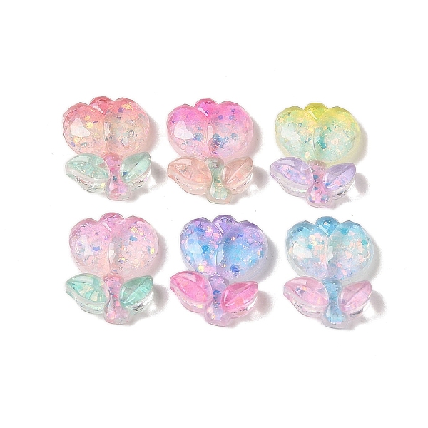 

PandaHall Transparent Resin Decoden Cabochons, Sparkle Tulip Flower with Paillettes, Mixed Color, 28.5x20x6.5mm Resin Flower Multicolor