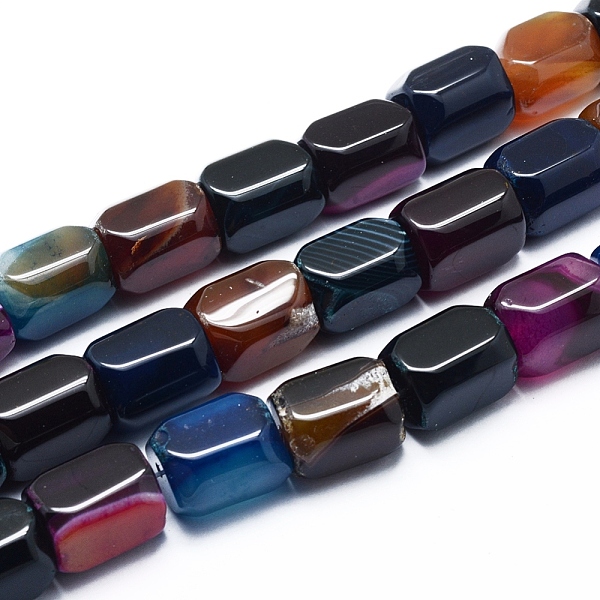 

PandaHall Natural Agate Beads Strands, Dyed & Heated, Column, Mixed Color, 19.5~20x14~15mm, Hole: 2mm, about 17~19pcs/strand, 14.76 inch..., Multicolor
