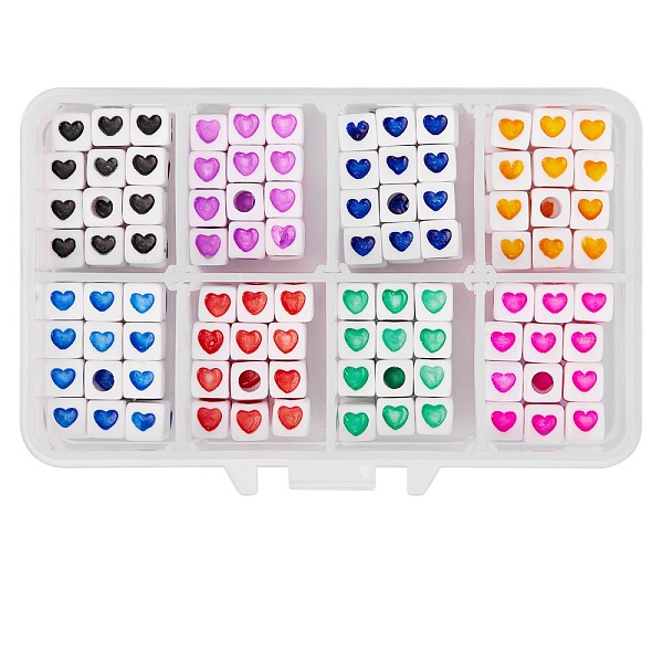

PandaHall 240Pcs 8 Colors Opaque Acrylic European Beads, Large Hole Beads, Cube with Heart Pattern, Mixed Color, 7x7x7mm, Hole: 4mm Acrylic..., Multicolor